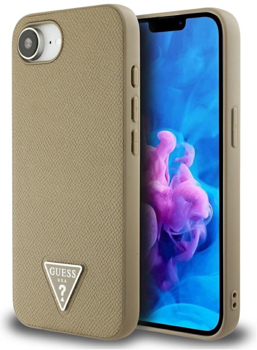 GUESS Grained Triangle MagSafe case for iPhone 16e - brown