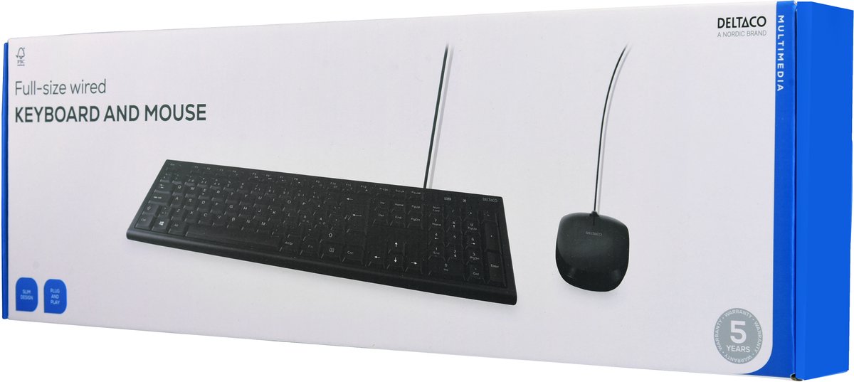 Deltaco Keyboard Kit With Mouse (Nordic) - Tastatur & Mus set - Nordisk