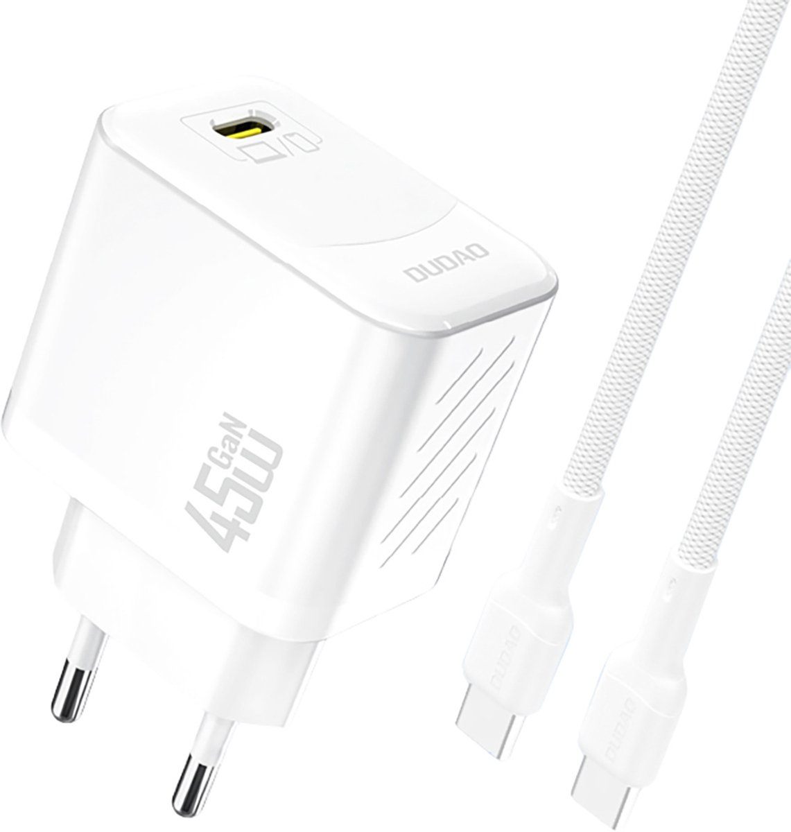 Dudao A28C 45W GaN Wall Charger + USB-C Cable - White