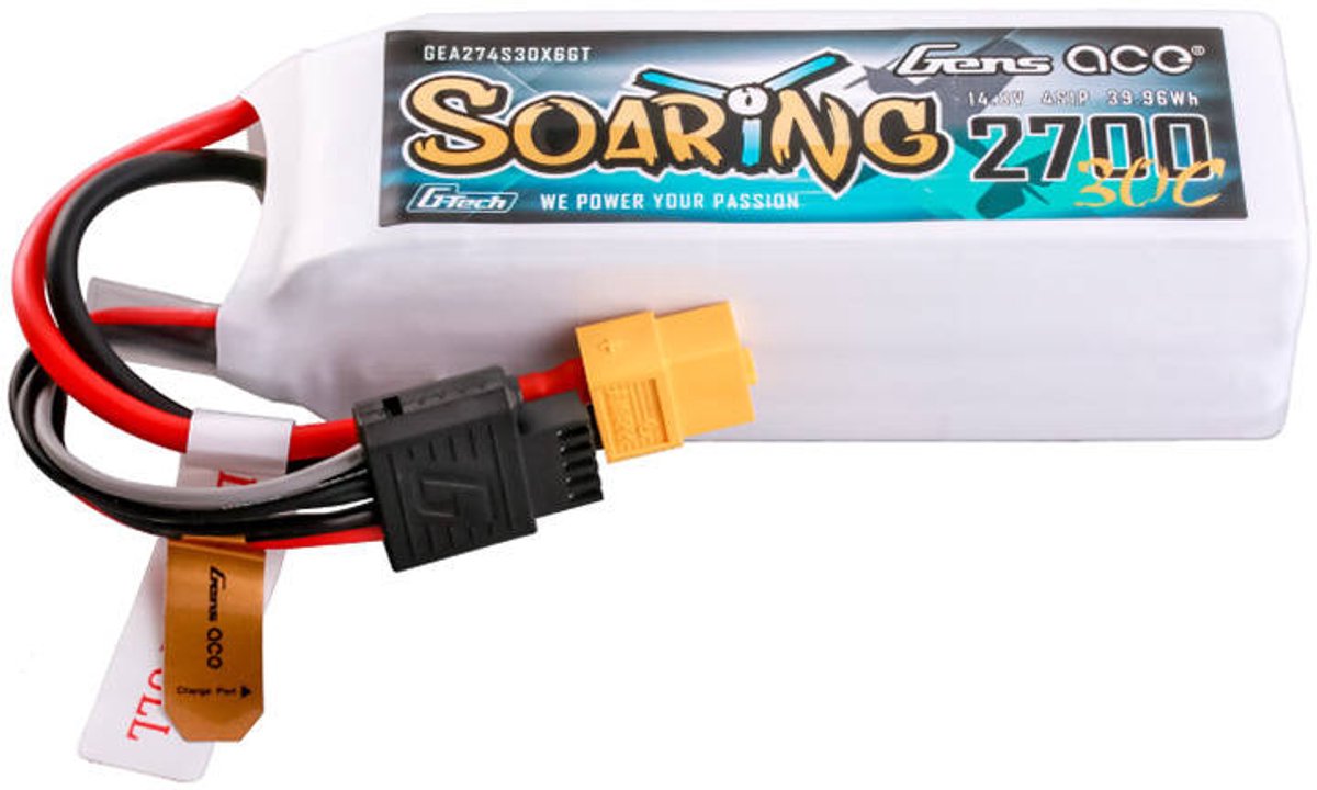 Gens ace &Tattu G-Tech Soaring 2700mAh 14.8V 30C 4S1P LiPo XT60