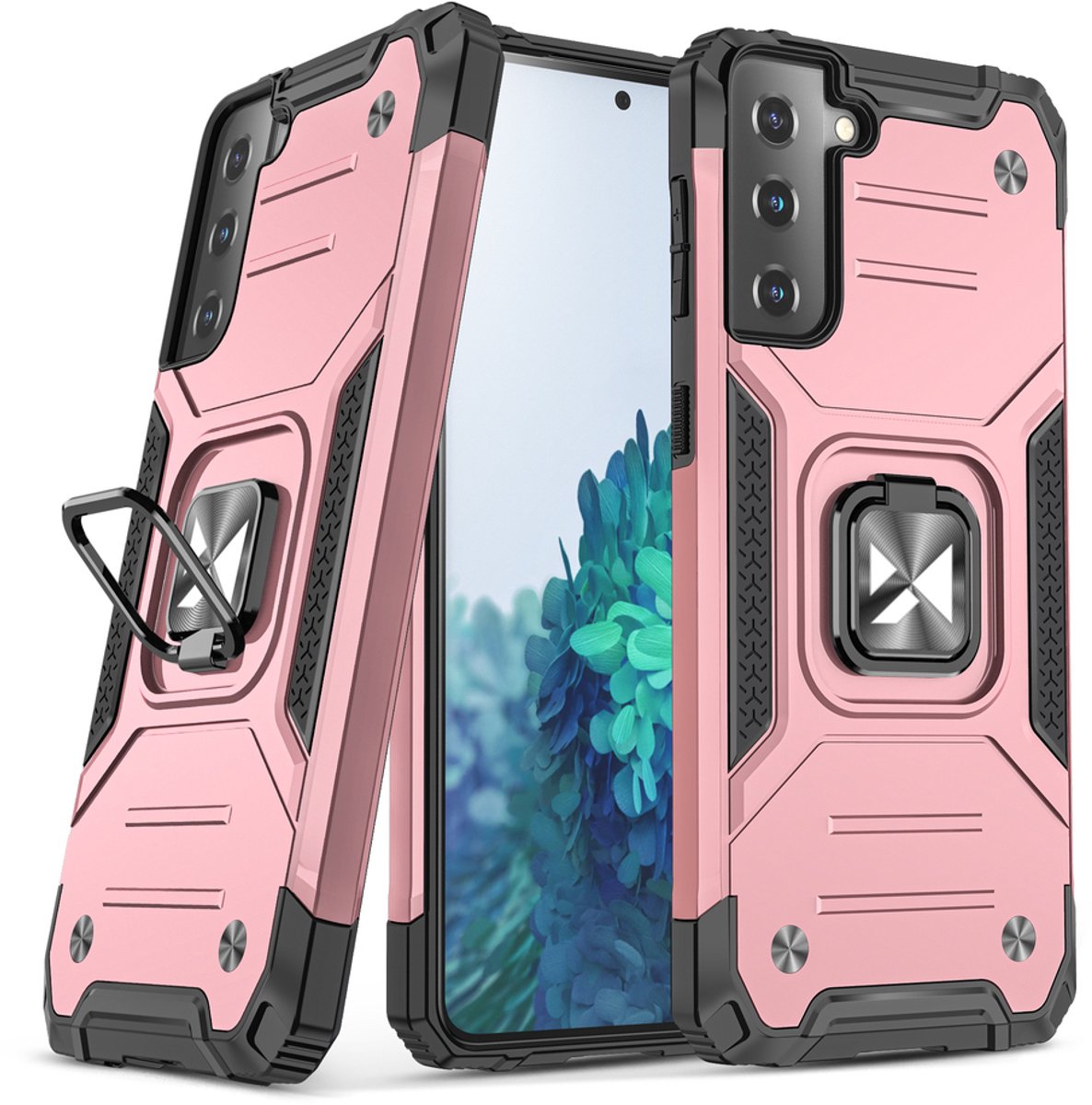 Wozinsky Ring Armor Armored Hybrid Case Cover + Magnetic Holder Samsung Galaxy S22+ (S22 Plus) pink