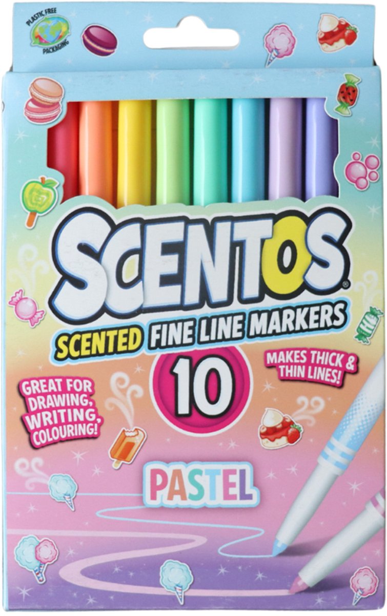 Scentos Fine Tuschpennor Pastell 10-pack