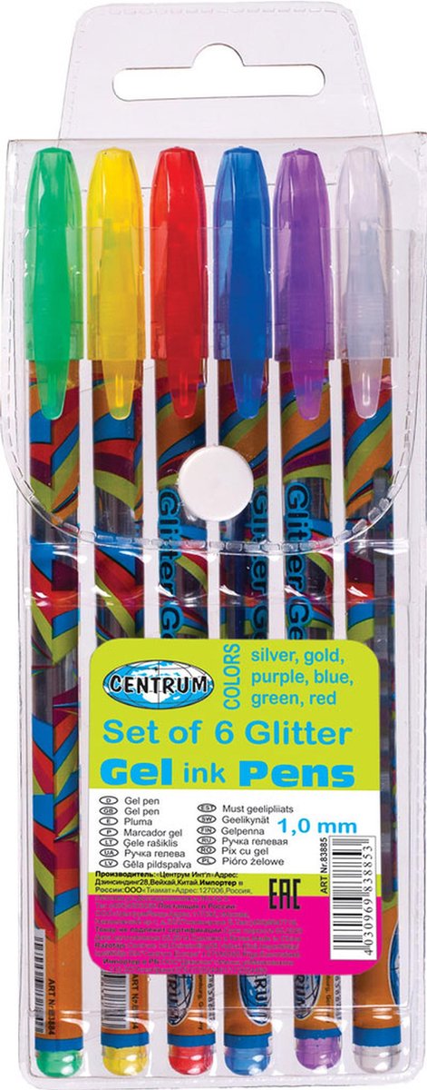 CENTRUM Gel pens Glitter. Set of 6 pcs.