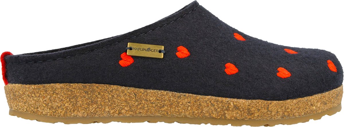 Clogs Haflinger Grizzly Cuoricini Mittelblau Wollfilz 40