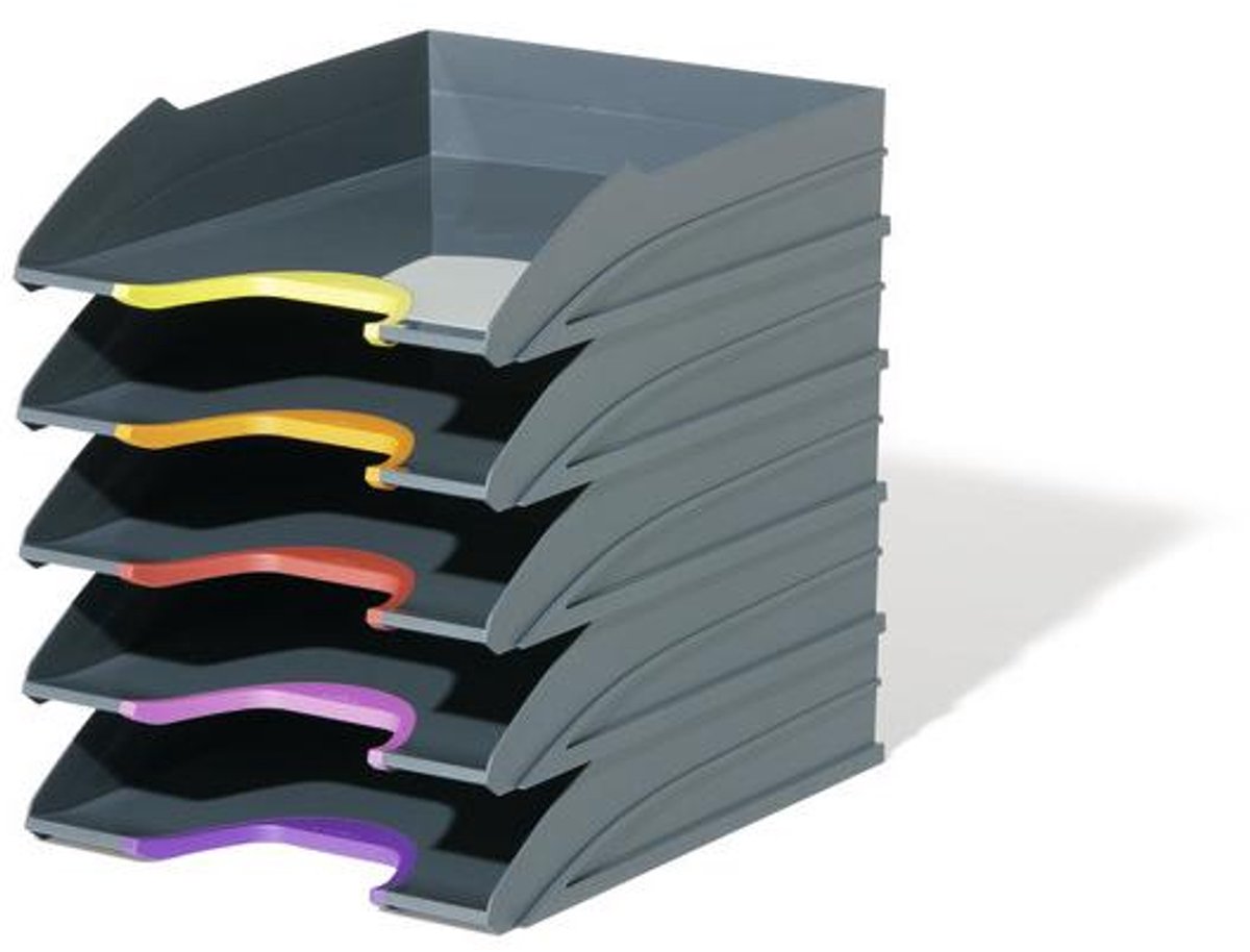DURABLE Varicolor Briefablage-Set Polystyrol Stapelbar DIN A4 Färbig sortiert 5 Stück