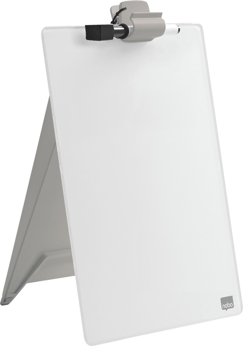 Nobo Desktop-Notizboard 1905173 Mit trocken abwischbarer Glasoberfläche 21,6 x 29,7 cm Brillant Weiß