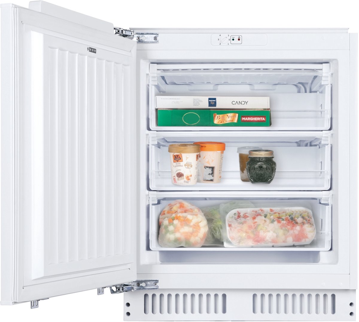 Candy CUS68EWK Integrated Undercounter Freezer with Fixed Door Hinge Kit - E Rated
