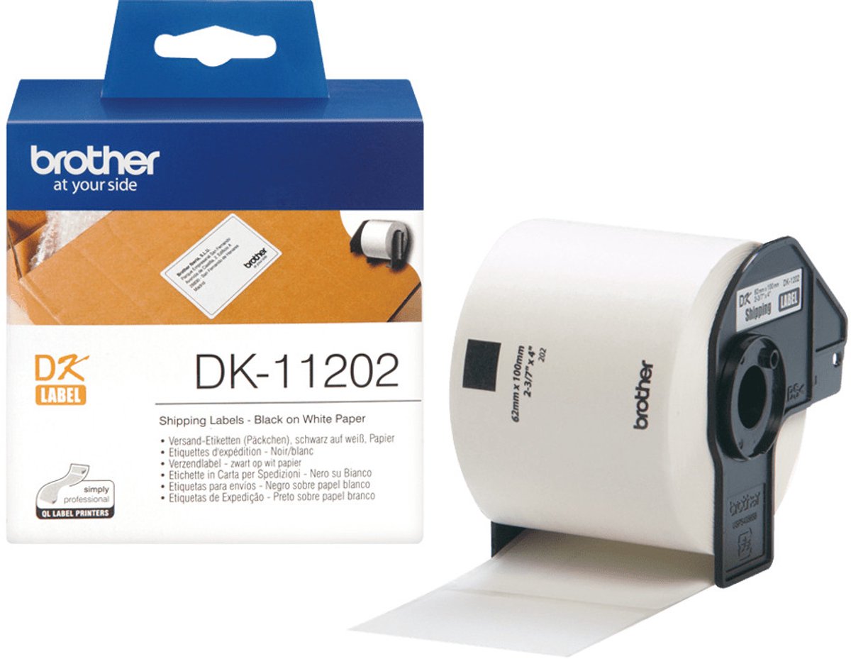 Brother Etikett Papper 62x100mm Svart/vit