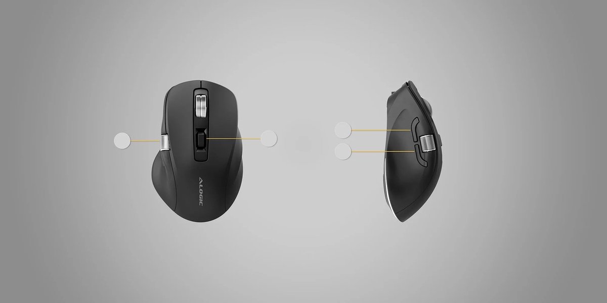 ALOGIC Apex Bluetooth USB-C Rechargeable - Mouse - Optic - 7 knappar - Svart