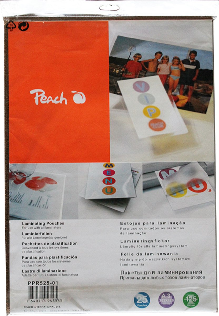 Peach Lamineringsfickor A3 25-pack