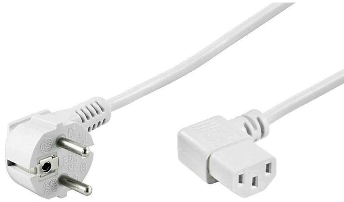 Pro Power cable C13 1x90° - Vit - 1.5m