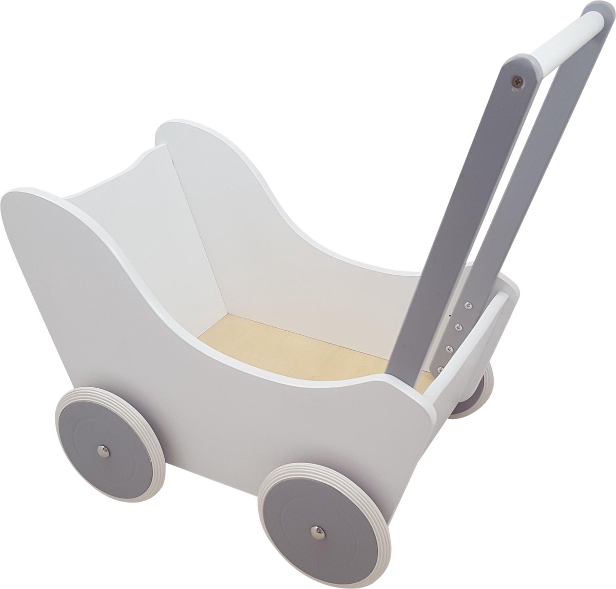 Playwood Doll's pram white/silver