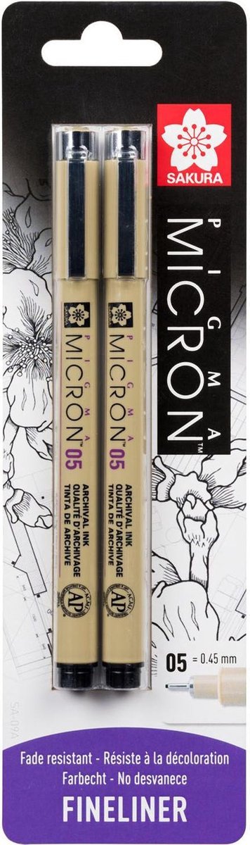 Sakura Blister Card Pigma Micron 05 0.45 Mm Black 2 Pieces