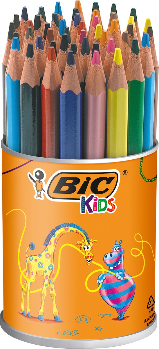 BIC Kids Evolution Triangle ECOlutions trekantiga färgblyertspennor - olika färger, burk med 48 stycken
