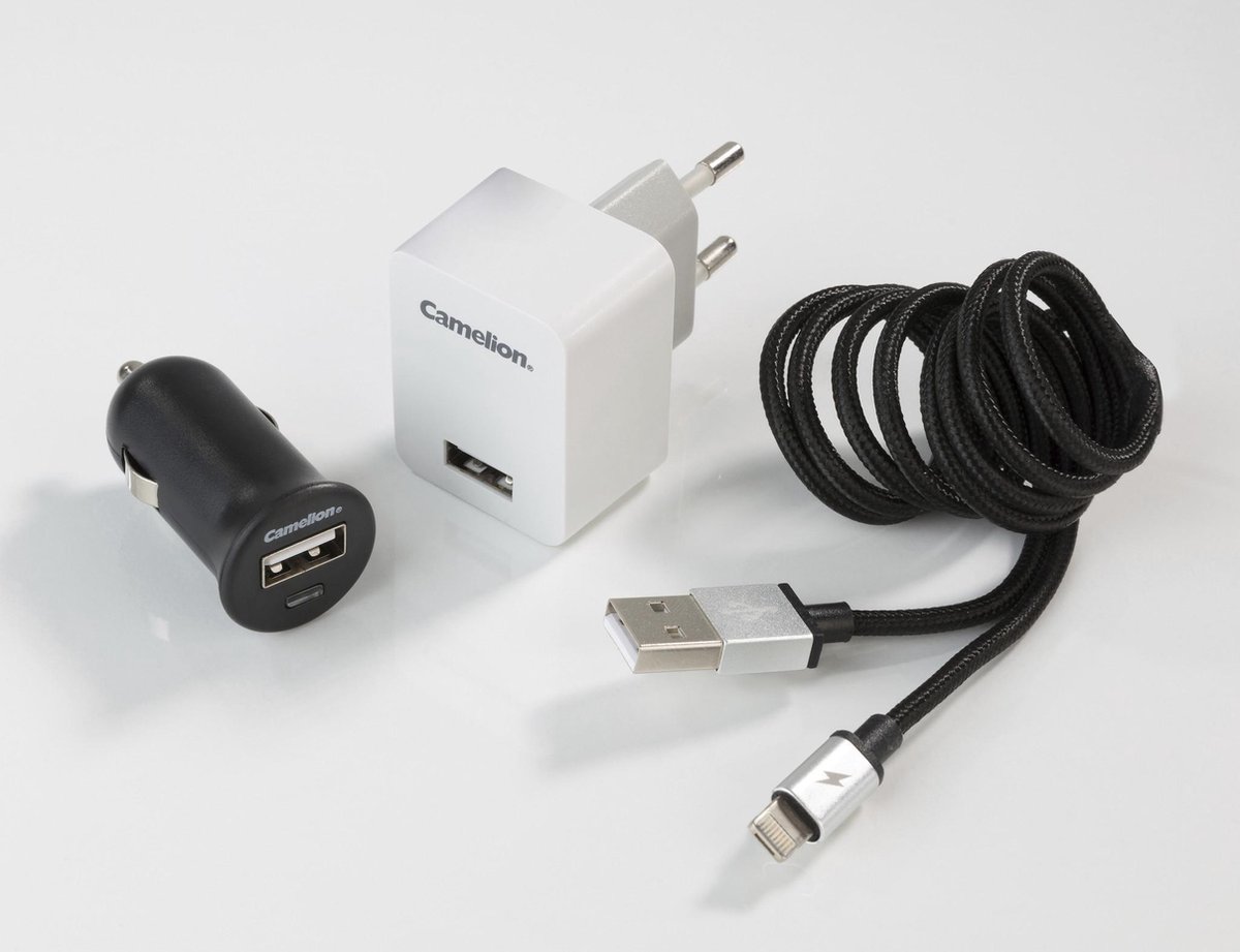 Camelion USB-laddare för Lightning Apple och Micro-USB