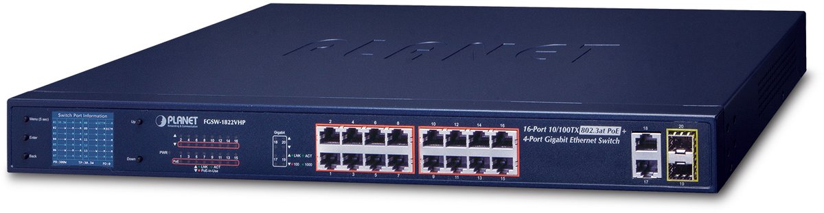 PLANET FGSW-1822VHP - switch - 16 ports - unmanaged