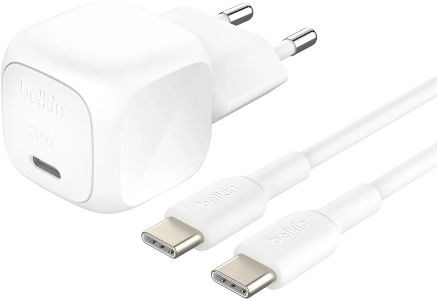 Belkin BoostCharge power adapter - compact - 24 pin USB-C - 20 Watt - with USB-C cable (1m)
