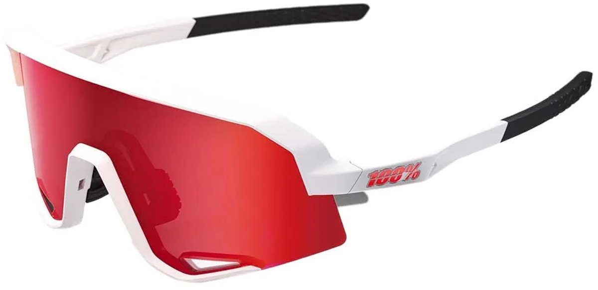 100% Slendale Sunglasses - Matte White HiPER Red Multilayer Mirror Lens