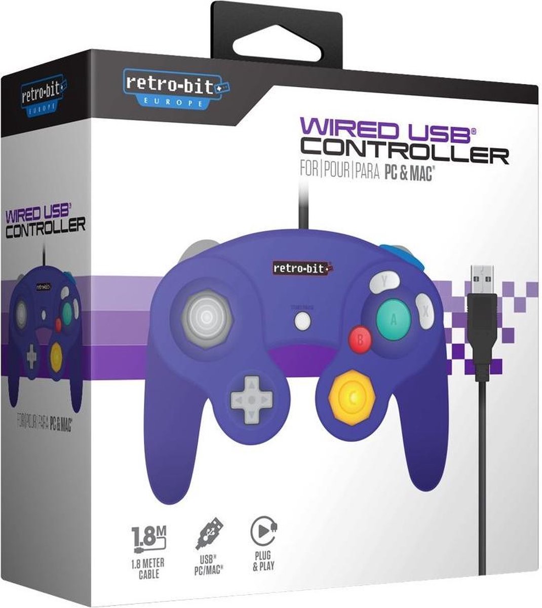 Retro-Bit GameCube Purple USB - Wired Controller - MAC