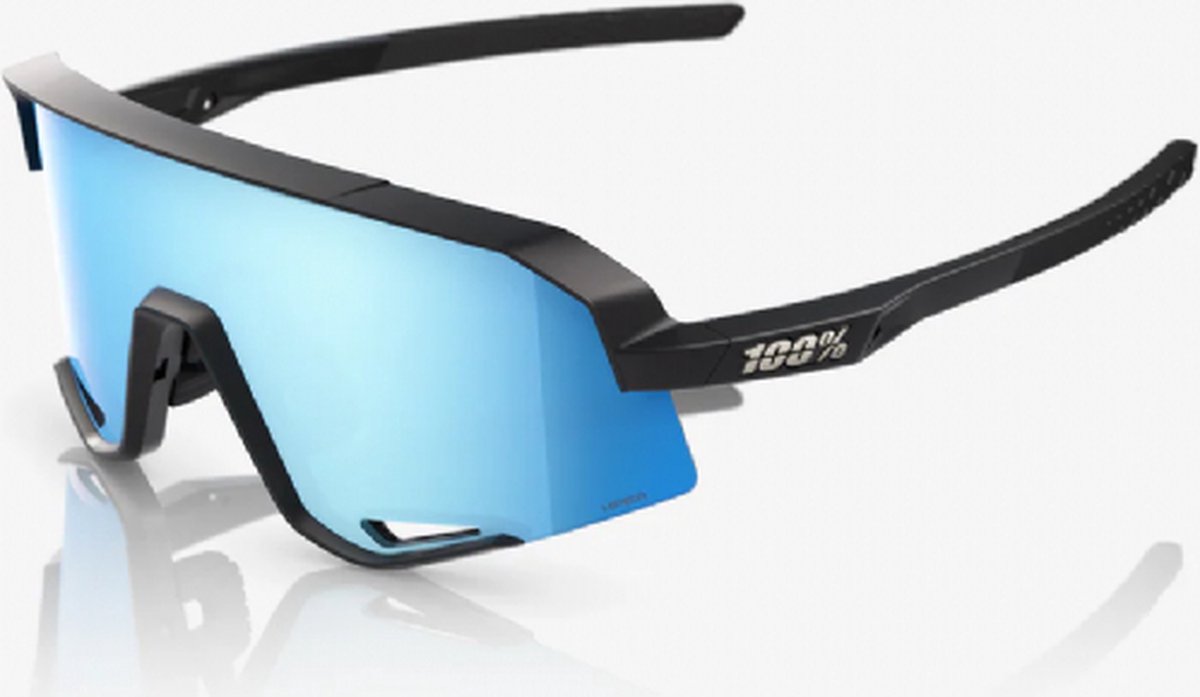 100% Slendale Sunglasses - Matte Black HiPER Blue Multilayer Mirror Lens