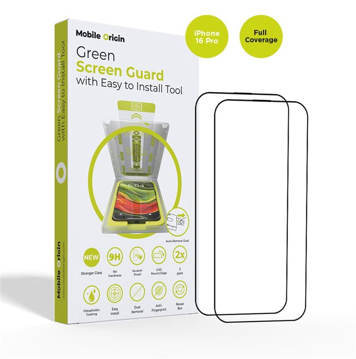 Mobile Origin Screen Guard with easy applicator - 2 pack - iPhone 16 Pro
