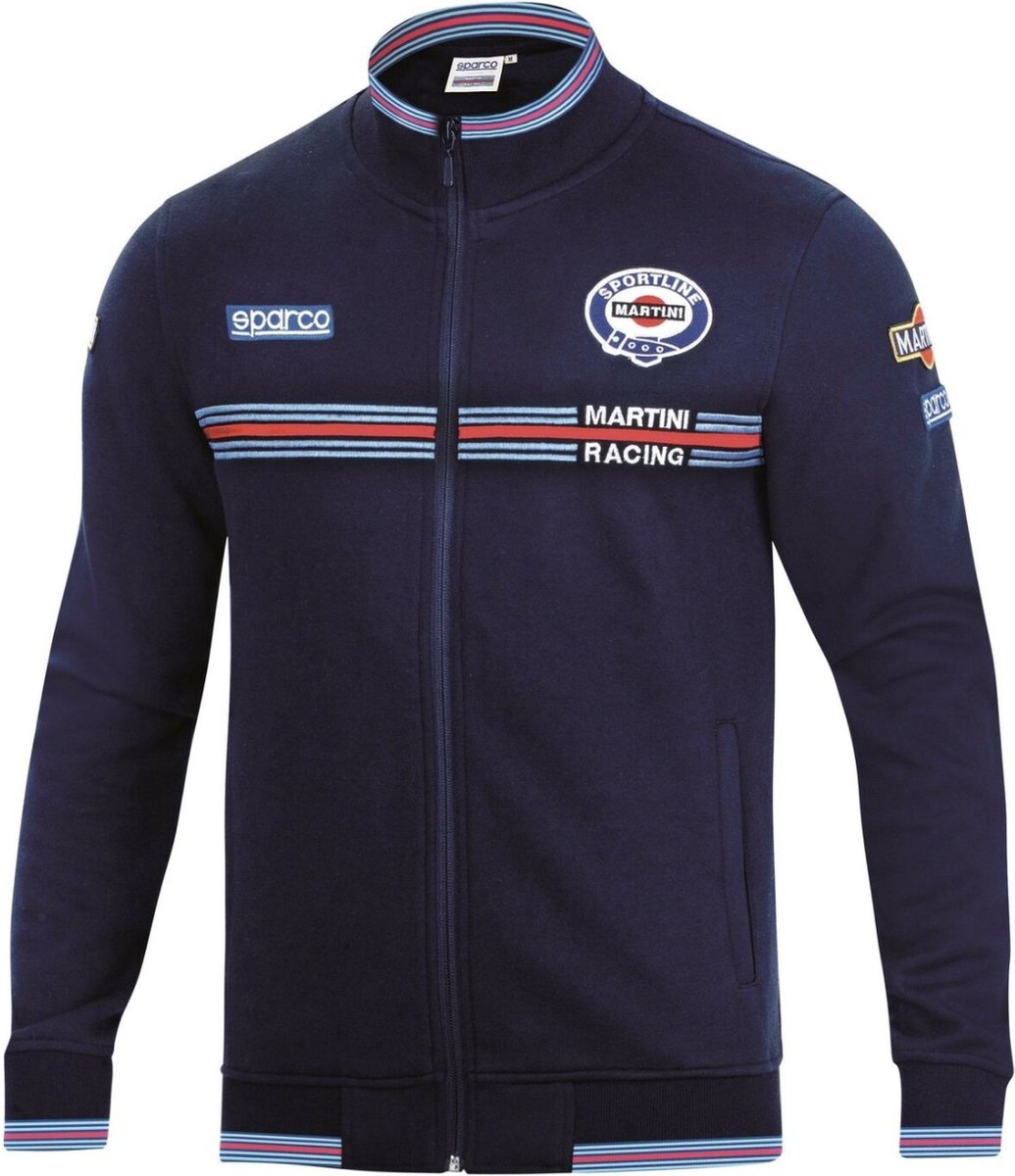 Sparco Martini Racing Full Zip Sweatshirt - XL, Navy Blue