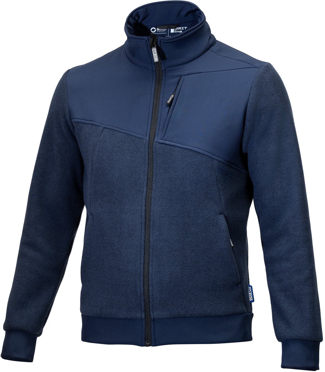 Sparco Grit Full Zip Fleece - Navy Blue, XXL, Blue