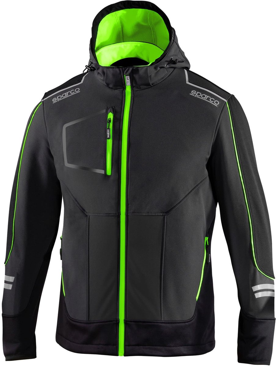 Sparco Tech Soft Shell Jacket - Colour: Navy Blue / Cyan, Size: M, Blue
