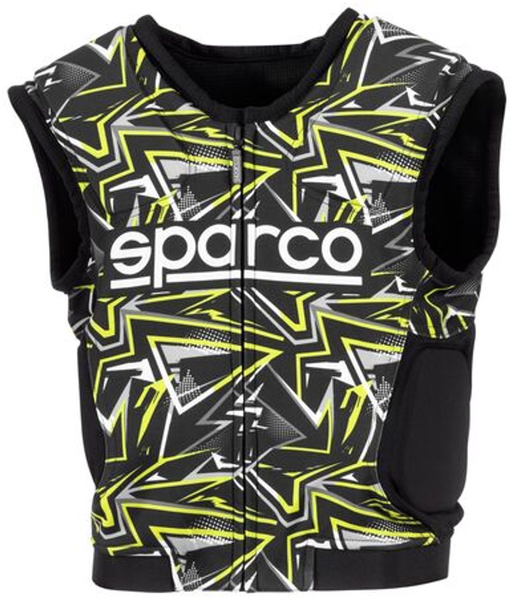 Sparco SJ Pro K-3 Kart Rib Protector Jacket - Colour: Black / Fluro Yellow, Size: XS