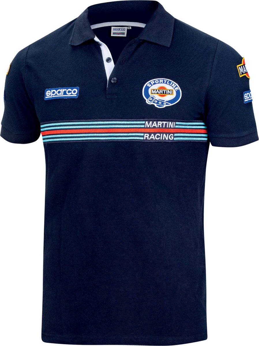 Sparco Martini Racing Polo Shirt - L, Navy Blue