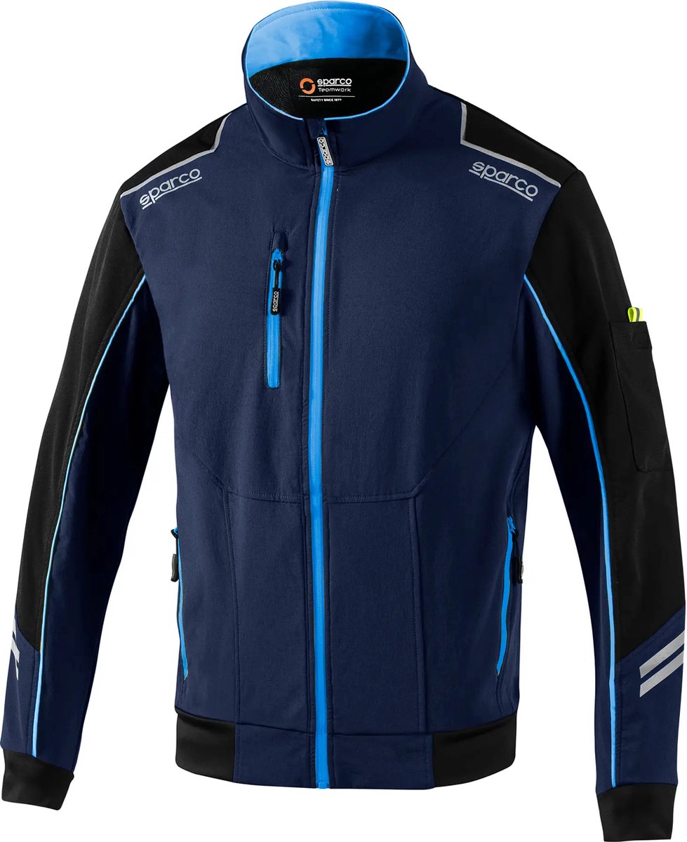Sparco Tech Light Shell Jacket - Colour: Navy Blue / Cyan, Size: M, Blue