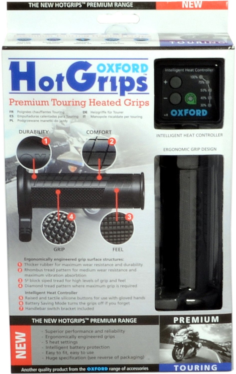 Oxford HotGrips Premium Touring Heated Grips - Black, Black
