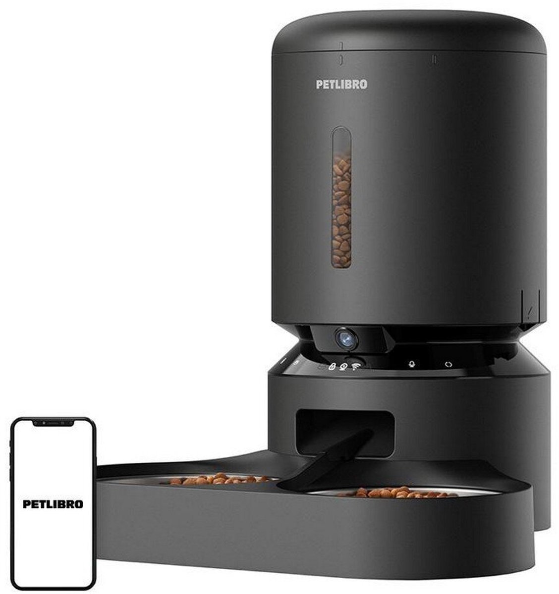 Comedero Automático Petlibro Granary Camera Food Dispenser Doble Cuenco Negro