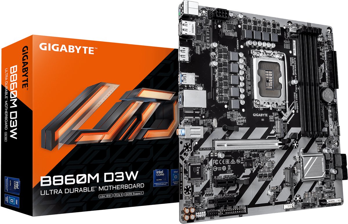 Placa base Gigabyte B860M D3W Intel B860 LGA1851 DDR5 mATX