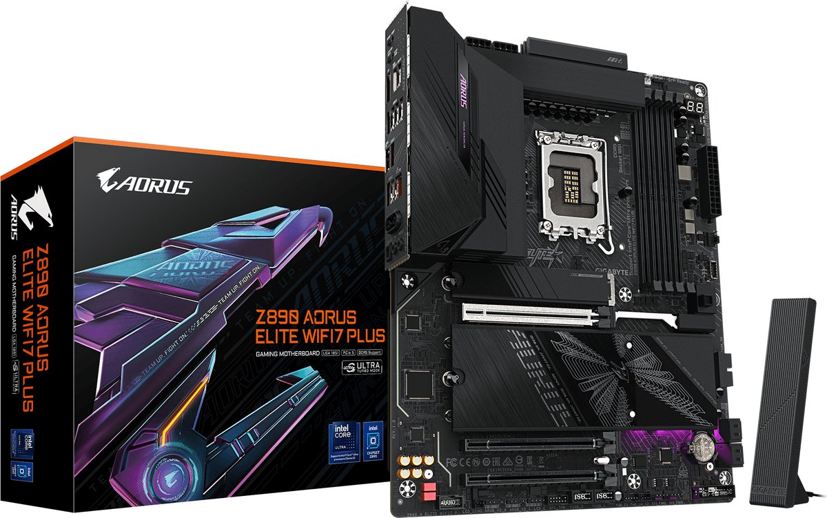Placa base Gigabyte Z890 AORUS Elite WIFI7 Plus Intel LGA1851 DDR5 ATX WiFi 7 Negro