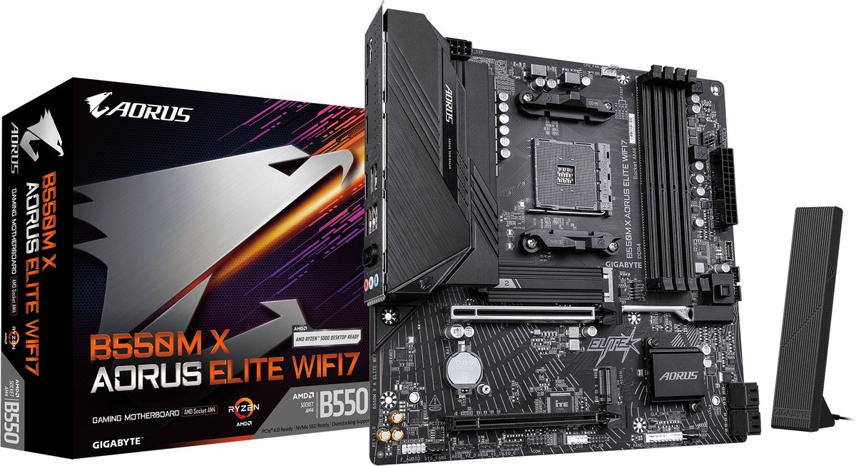 Placa base Gigabyte B550M X Aorus Elite WiFi 7 AMD B550 AM4 DDR4 Micro-ATX Negro