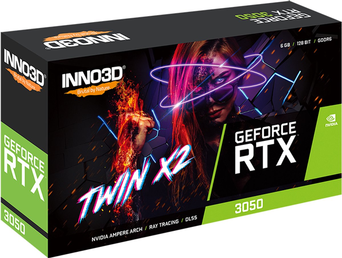 Tarjeta gráfica Inno3D GeForce RTX 3050 Twin X2 OC 6GB GDDR6 Negro