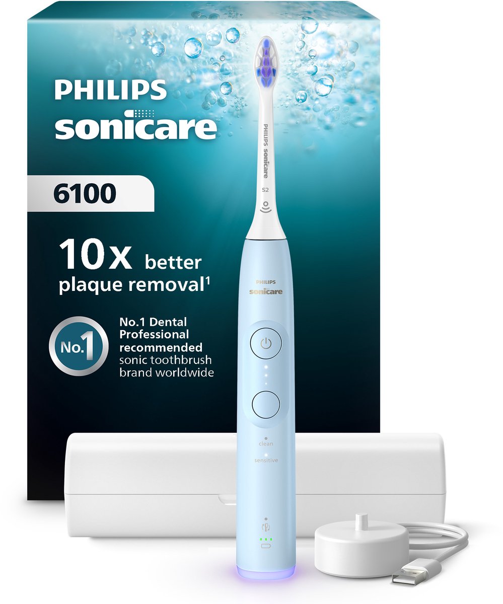 Cepillo Eléctrico Philips Sonicare 6100 Sin Cable 21 días Azul Claro HX7406/02