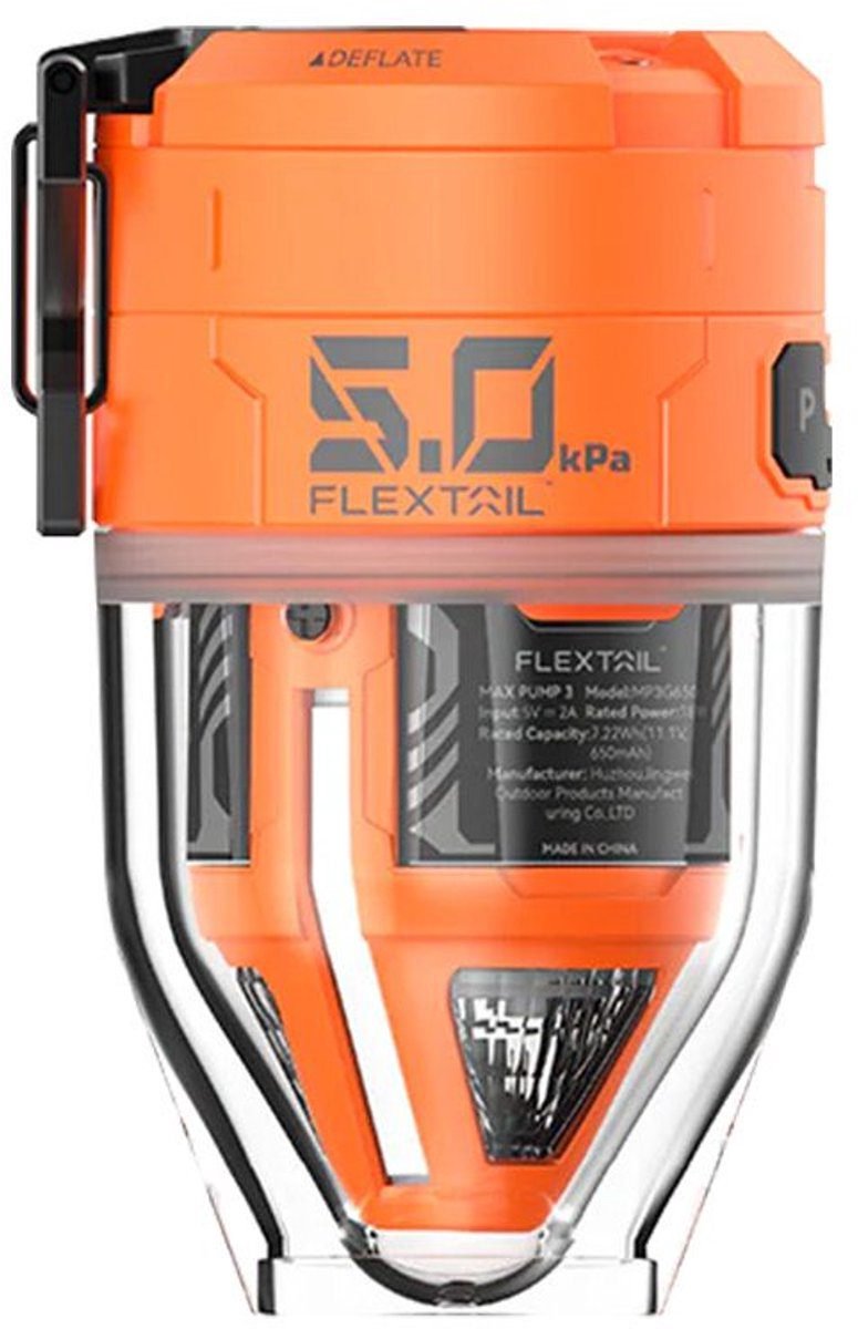 Bomba de aire portátil Flextail Max Pump 3 Naranja USB-C recargable 300lm
