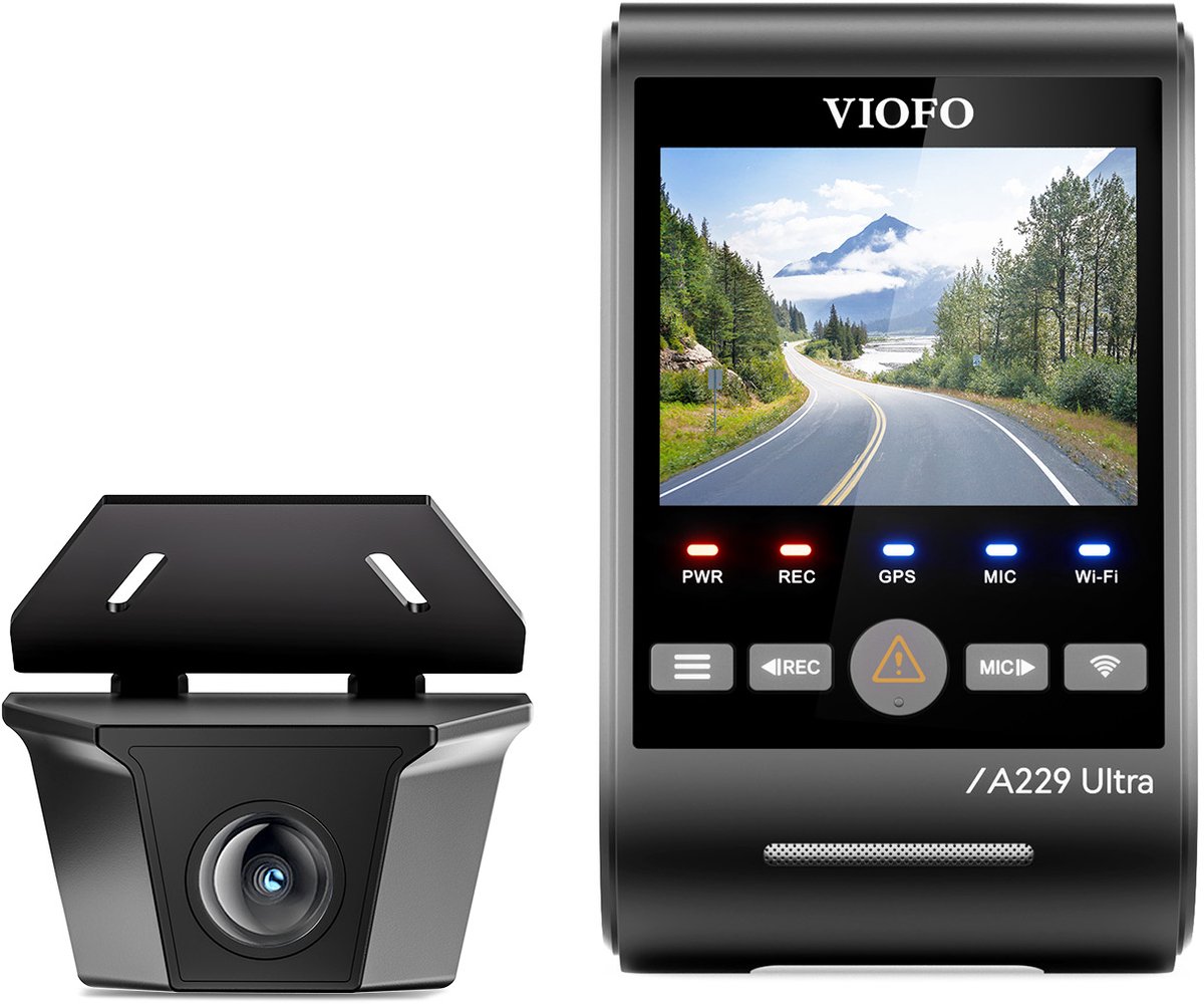 VIOFO A229 Ultra-W 2CH Dashcam 4K+4K WiFi 5 GHz 140°+160° Visión Nocturna