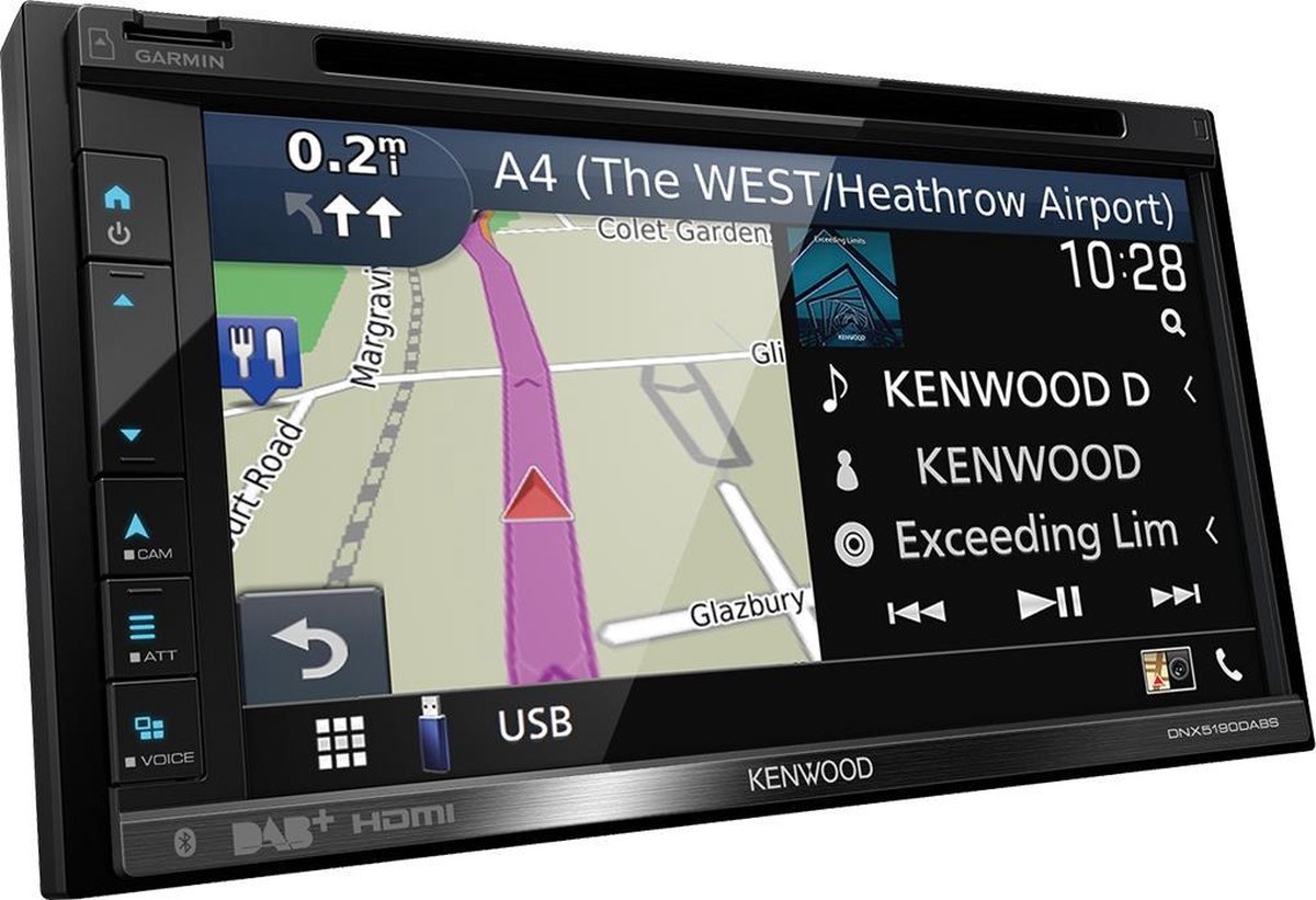 Autorradio Kenwood Negro CarPlay Android Auto 6,75 pulgadas 2DIN DNX5190DABS