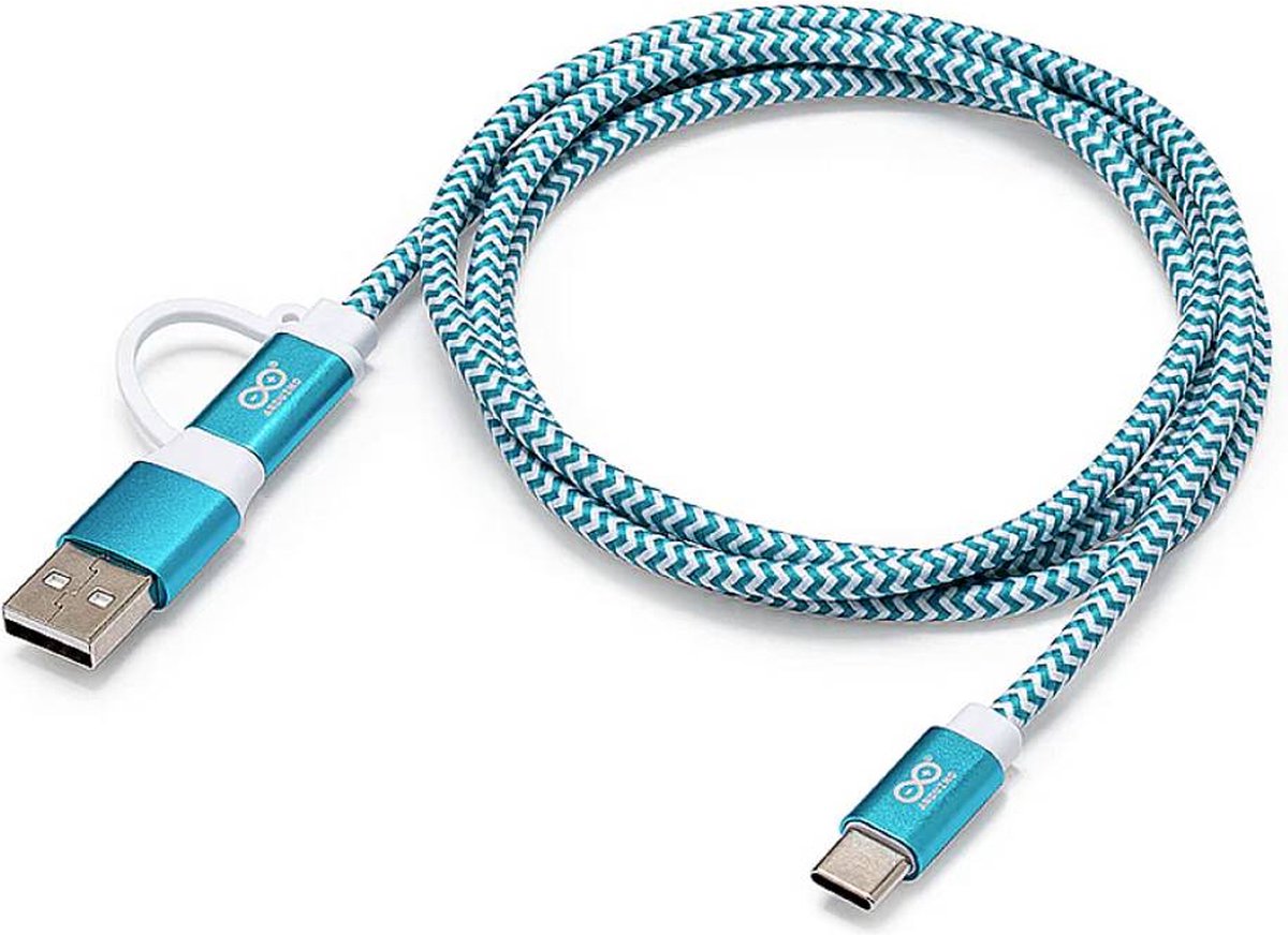 Arduino TPX00094 USB-C Kabel Arduino [1x USB-C® - 2x USB-C®, USB-A] 1 m Vit, Turkos Data- /strömkabel