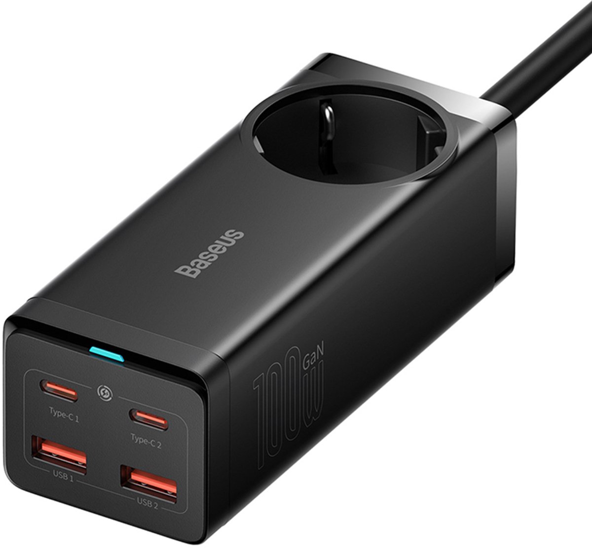 Prolunga Baseus GaN3 Pro, 1 x Schuko - 2 x USB-A - 2 x USB-C, Nero PSZM000401