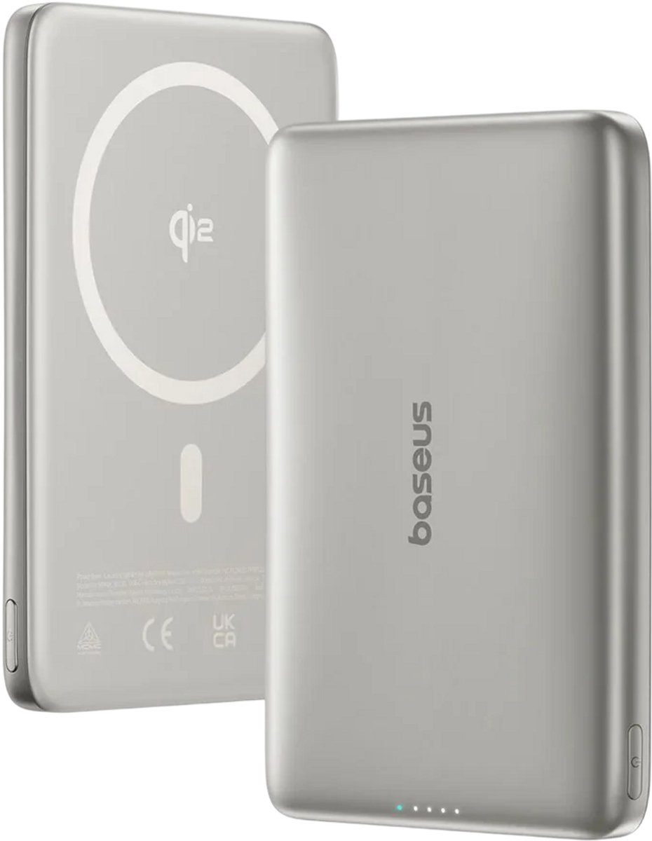 Batteria Esterna Wireless Baseus PicoGo AM41, 10000mAh, 27W, PD + FQI, 1 x QI - 1 x USB-C, Beige E0027203