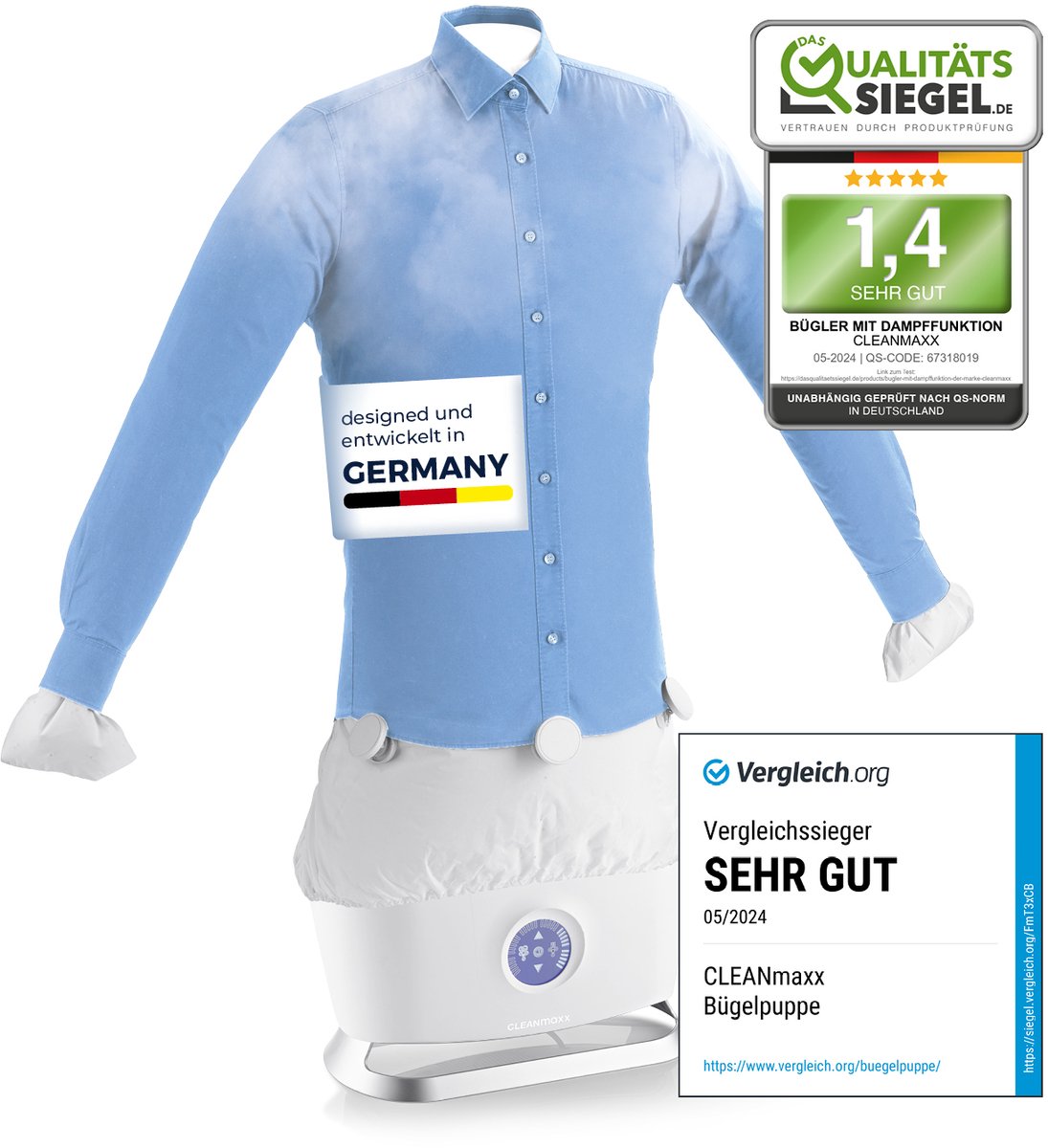 CLEANmaxx Hemden- und Blusenbügler mit 2 Bügelprogrammen