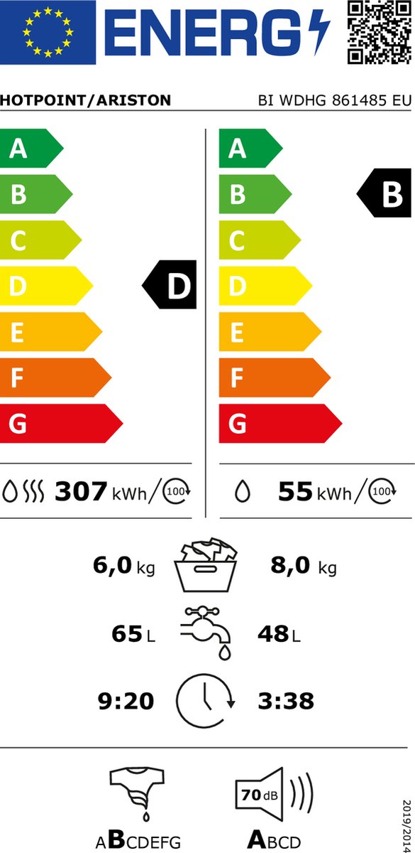 MÁQUINA DE LAVAR E SECAR ROUPA HOTPOINT - BI WDHG 861485 EU