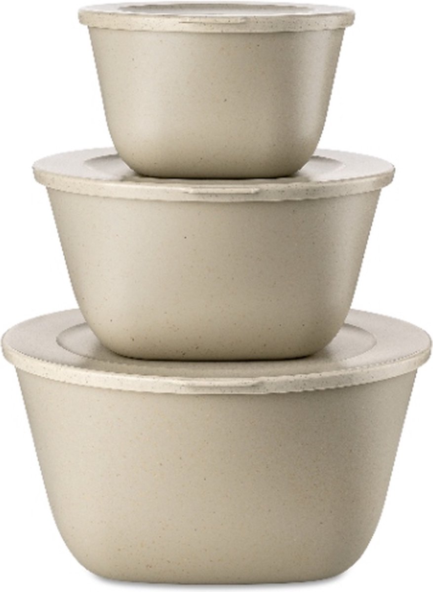 Koziol Set de 3 boles con tapa Connect Stockholm Nature desert sand