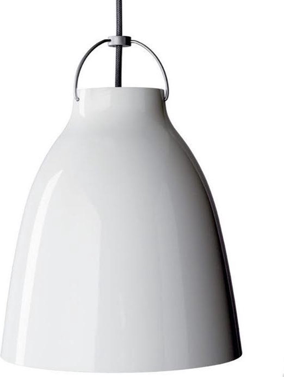 Fritz Hansen Suspension Caravaggio 2 Blanc brillant-câble textile gris