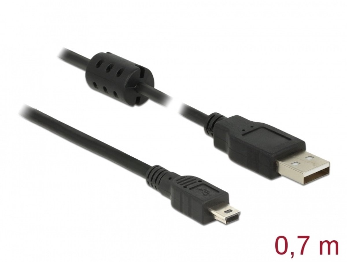 Delock USB 2.0-kabel USB-A hane till USB 2.0 Mini-B hane – Svart