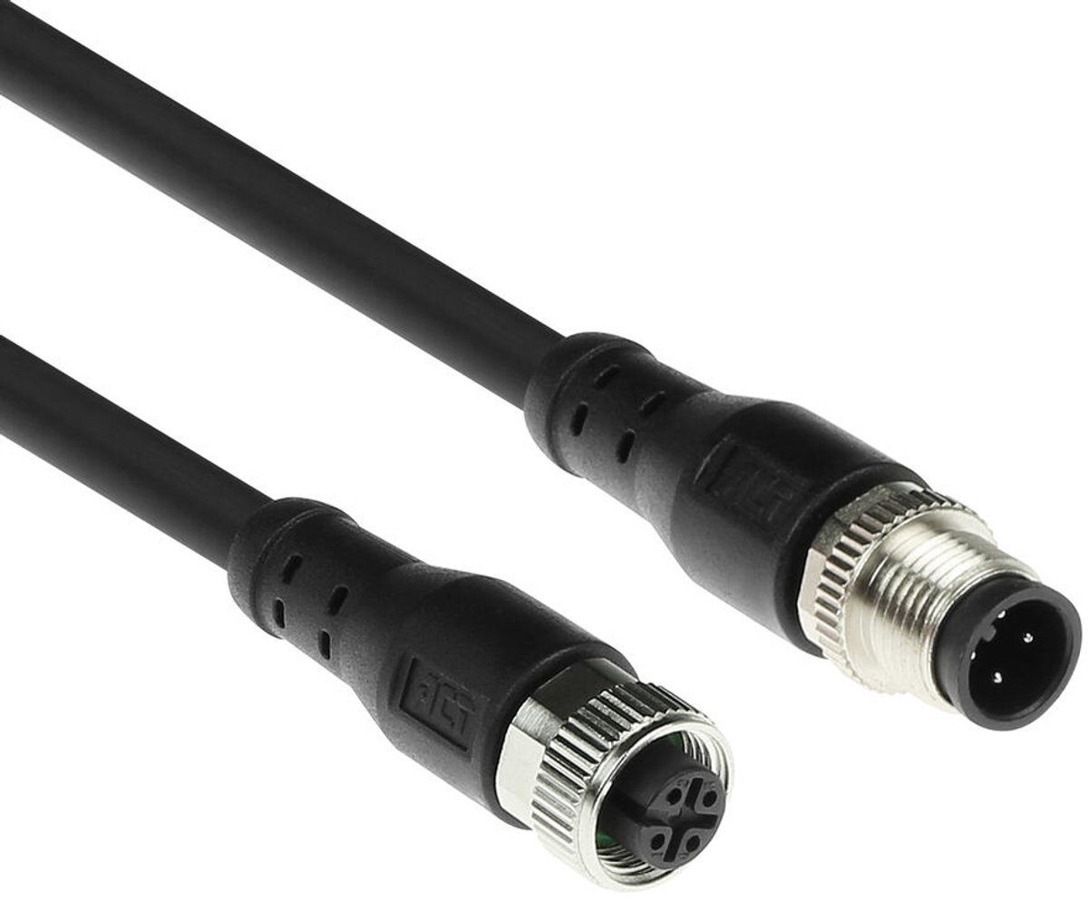 Industrial 5.00 meters sensor cable m12a 4-pin male to m12a 4-pin female, superflex xtreme tpe cable, shielded
